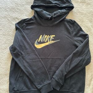 Nike Men's Charcoal Hoodie with Gold Logo